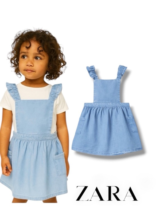 Zara Other - ZARA Kids Blue Chambray Ruffle Strap Dress NWT Size 5/6